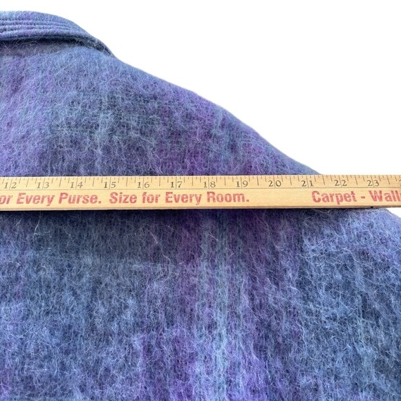 VTG Freedom Wear Irish Mohair Wool Coat Jacket Sz Medium Plaid Purple Periwinkle - Picture 12 of 16